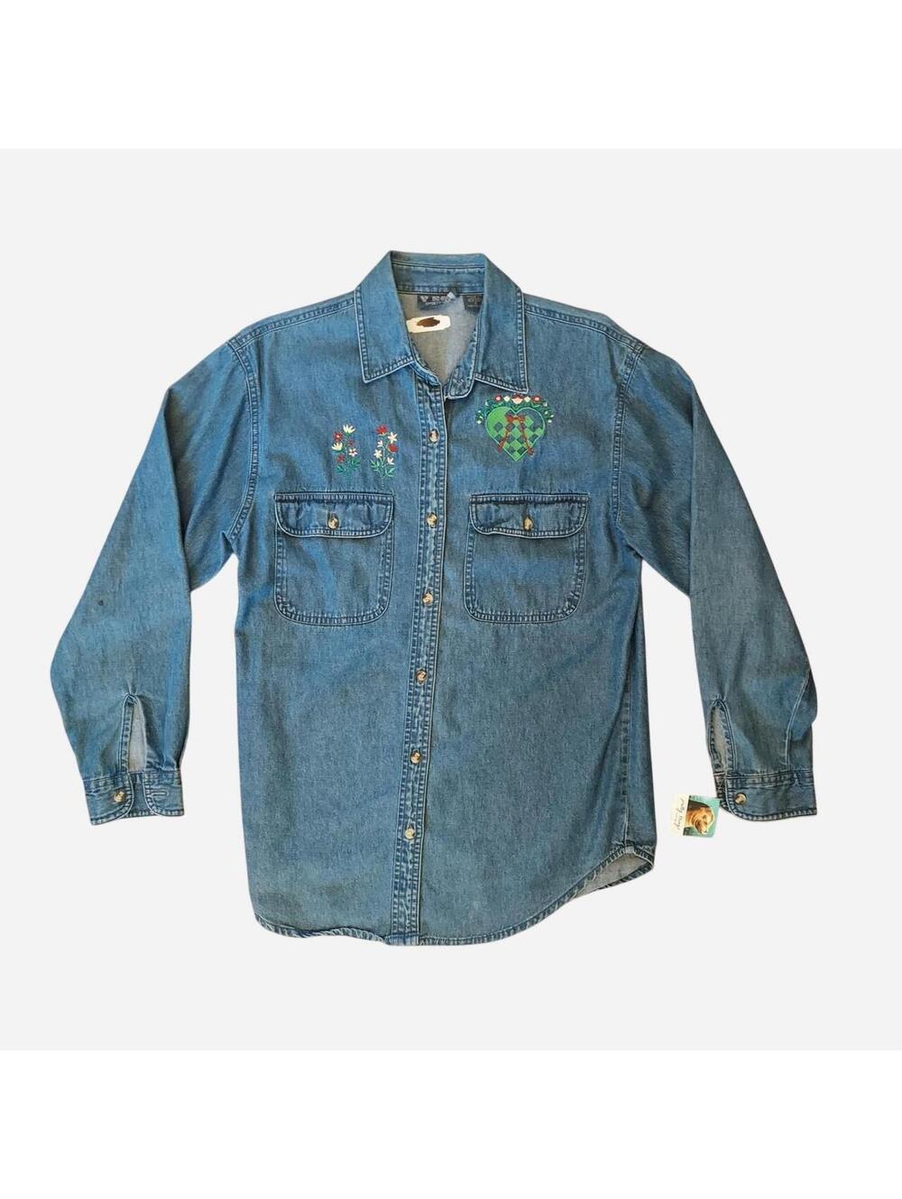 Y2K VNO Embroidered Denim Button Up Shirt